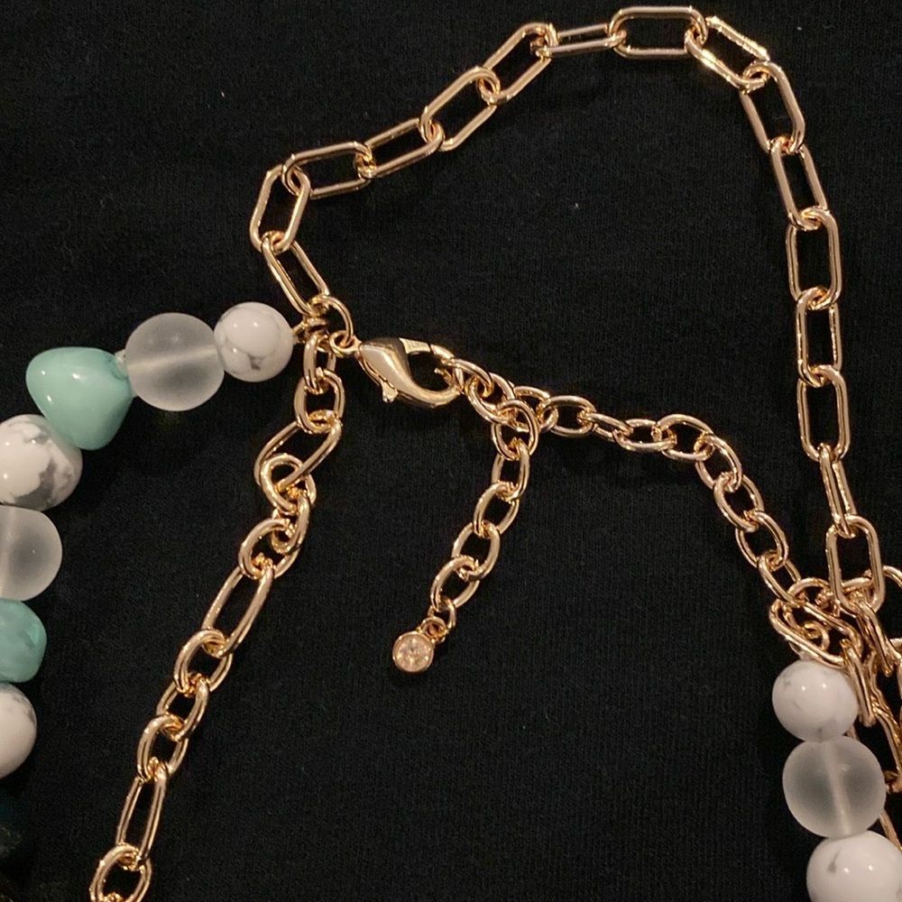 On 34 th Gold and Green Layered Necklace - Picture 4 of 4